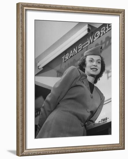 Twa Stewardess Jean Herman at Shannon Airport-Nat Farbman-Framed Premium Photographic Print