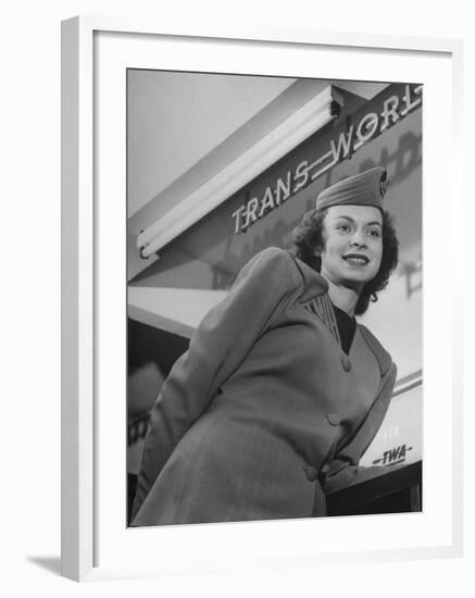 Twa Stewardess Jean Herman at Shannon Airport-Nat Farbman-Framed Premium Photographic Print