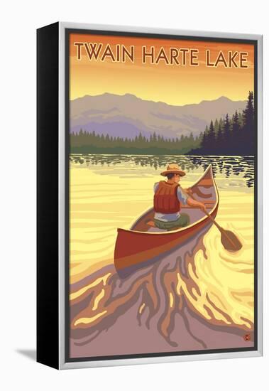 Twain Harte, California - Canoe Scene-Lantern Press-Framed Stretched Canvas