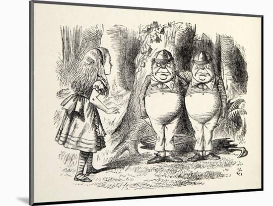 Tweedledum and Tweedledee, Illustration from 'Through the Looking Glass', by Lewis Carroll (1832 --John Tenniel-Mounted Giclee Print