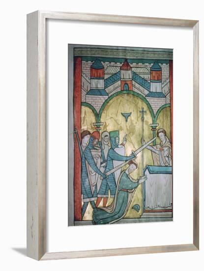 Twelfth century illustration of the murder of St Thomas-a-Becket (1118-1170) from a psalter.-Unknown-Framed Giclee Print