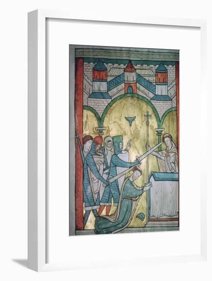 Twelfth century illustration of the murder of St Thomas-a-Becket (1118-1170) from a psalter.-Unknown-Framed Giclee Print