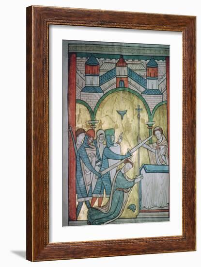 Twelfth century illustration of the murder of St Thomas-a-Becket (1118-1170) from a psalter.-Unknown-Framed Giclee Print
