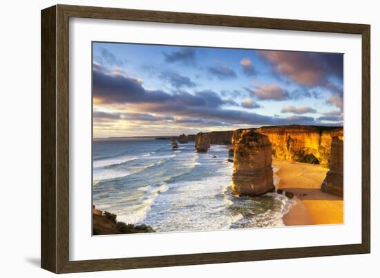 Twelve Apostles at Sunset.  Great Ocean Road, Victoria, Australia.-Robyn Mackenzie-Framed Photographic Print