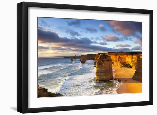 Twelve Apostles at Sunset.  Great Ocean Road, Victoria, Australia.-Robyn Mackenzie-Framed Photographic Print