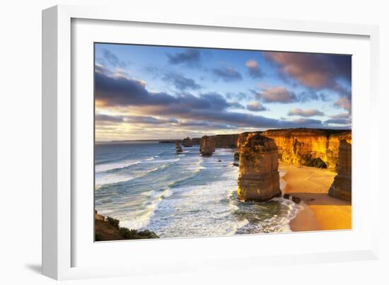 Twelve Apostles at Sunset.  Great Ocean Road, Victoria, Australia.-Robyn Mackenzie-Framed Photographic Print