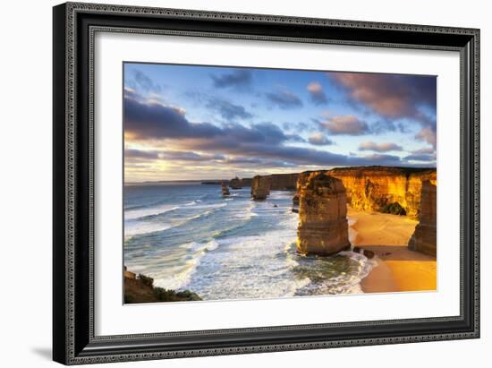 Twelve Apostles at Sunset.  Great Ocean Road, Victoria, Australia.-Robyn Mackenzie-Framed Photographic Print