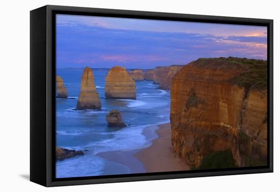 Twelve Apostles Sunset Sandstone Rock Formations-null-Framed Premier Image Canvas