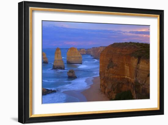 Twelve Apostles Sunset Sandstone Rock Formations-null-Framed Photographic Print