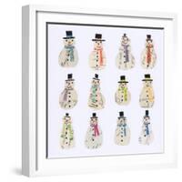 Twelve Document snowmen-Sarah Battle-Framed Giclee Print