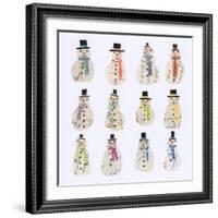 Twelve Document snowmen-Sarah Battle-Framed Giclee Print