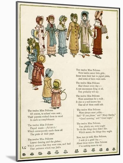 Twelve Sisters Standing Hand in Hand-Kate Greenaway-Mounted Art Print