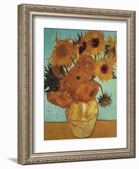 Twelve Sunflowers on Blue, c.1888-Vincent van Gogh-Framed Art Print