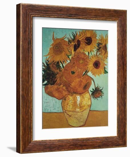 Twelve Sunflowers on Blue, c.1888-Vincent van Gogh-Framed Art Print