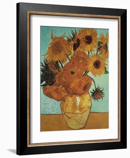 Twelve Sunflowers on Blue, c.1888-Vincent van Gogh-Framed Art Print