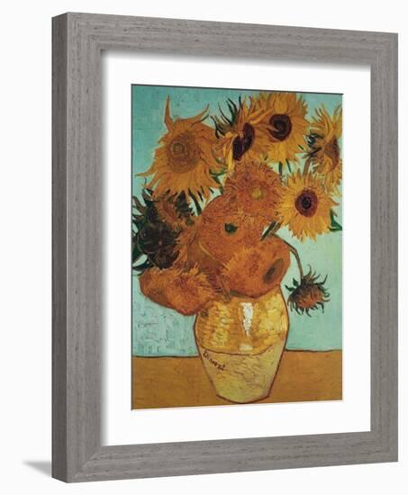 Twelve Sunflowers on Blue, c.1888-Vincent van Gogh-Framed Art Print