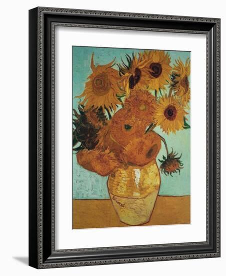 Twelve Sunflowers on Blue, c.1888-Vincent van Gogh-Framed Art Print