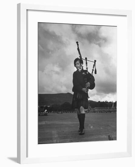 Twelve Year Old Boy Winning First Prize in Both of the Piping Contests Open to Him at Cowal-null-Framed Photographic Print