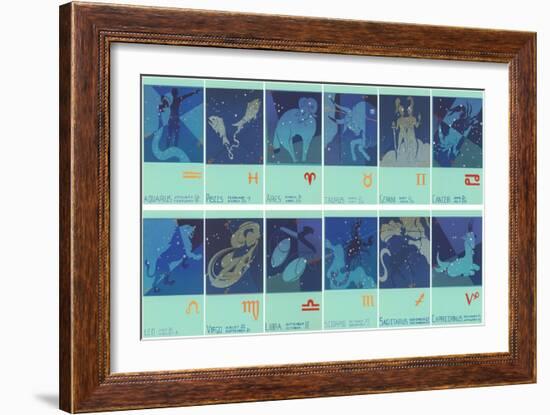 Twelve Zodiac Signs-null-Framed Art Print