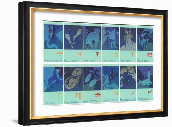 Twelve Zodiac Signs-null-Framed Art Print