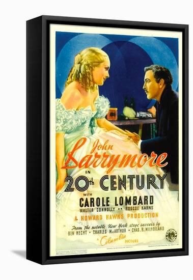 Twentieth Century (Aka 20th Century), Carole Lombard, John Barrymore on Midget Window Card, 1934-null-Framed Stretched Canvas