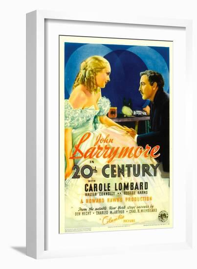 Twentieth Century (Aka 20th Century), Carole Lombard, John Barrymore on Midget Window Card, 1934-null-Framed Art Print