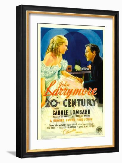 Twentieth Century (Aka 20th Century), Carole Lombard, John Barrymore on Midget Window Card, 1934-null-Framed Art Print