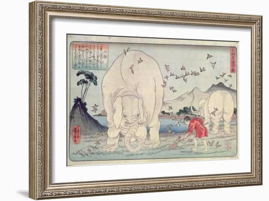 Twenty Four Paragons: Tai Shun and the Elephants, Pub. C.1830-Kuniyoshi Utagawa-Framed Giclee Print