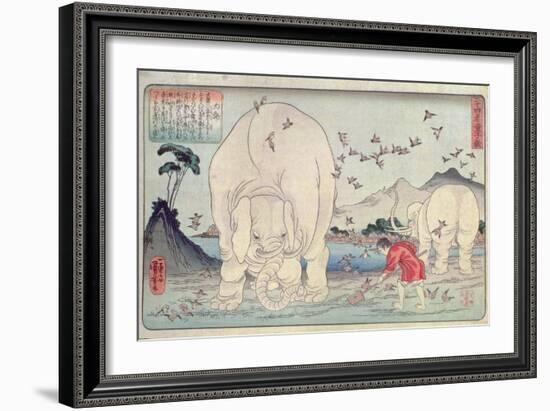 Twenty Four Paragons: Tai Shun and the Elephants, Pub. C.1830-Kuniyoshi Utagawa-Framed Giclee Print