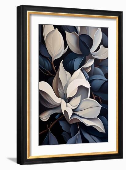 Twi Wild Indigo Magnolias-Lea Faucher-Framed Art Print