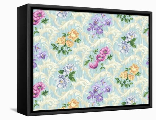 Twiggy Scroll Floral Aqua-Bill Jackson-Framed Premier Image Canvas