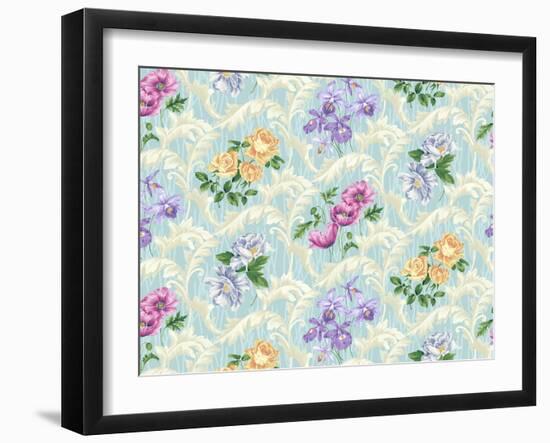 Twiggy Scroll Floral Aqua-Bill Jackson-Framed Giclee Print