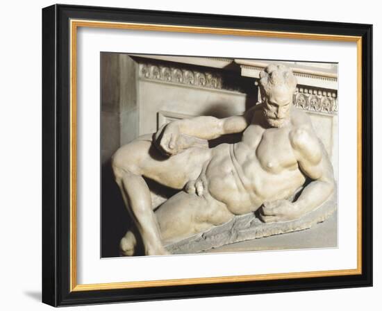 Twilight, Detail from the Tomb of Lorenzo De' Medici, 1524-1534-Michelangelo-Framed Giclee Print