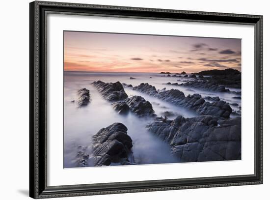 Twilight from the Rocky Shores of Hartland Quay in North Devon, England. Autumn-Adam Burton-Framed Photographic Print