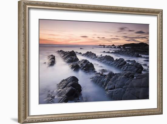 Twilight from the Rocky Shores of Hartland Quay in North Devon, England. Autumn-Adam Burton-Framed Photographic Print