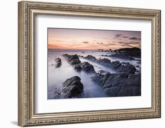 Twilight from the Rocky Shores of Hartland Quay in North Devon, England. Autumn-Adam Burton-Framed Photographic Print