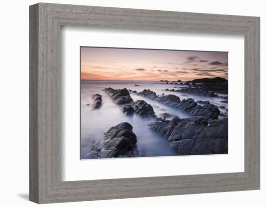 Twilight from the Rocky Shores of Hartland Quay in North Devon, England. Autumn-Adam Burton-Framed Photographic Print