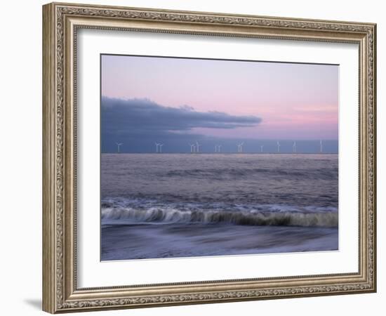 Twilight Hues in the Sky, View Towards Scroby Sands Windfarm, Great Yarmouth, Norfolk, England-Jon Gibbs-Framed Photographic Print