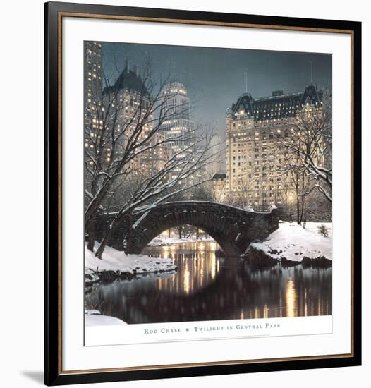 Twilight in Central Park-Rod Chase-Framed Art Print