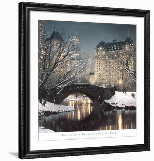 Twilight in Central Park-Rod Chase-Framed Art Print