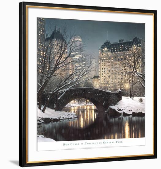 Twilight in Central Park-Rod Chase-Framed Art Print