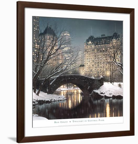 Twilight in Central Park-Rod Chase-Framed Art Print