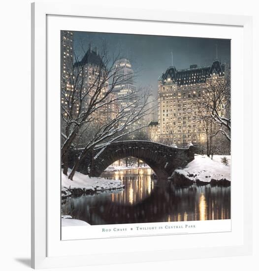 Twilight in Central Park-Rod Chase-Framed Art Print