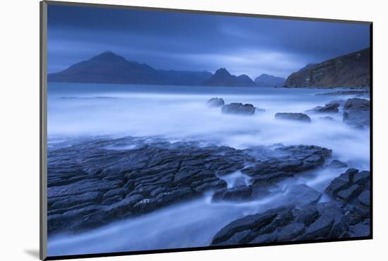 Twilight on the rocky coast of Elgol, looking across to the Cuillin mountains, Isle of Skye, Scotla-Adam Burton-Mounted Photographic Print