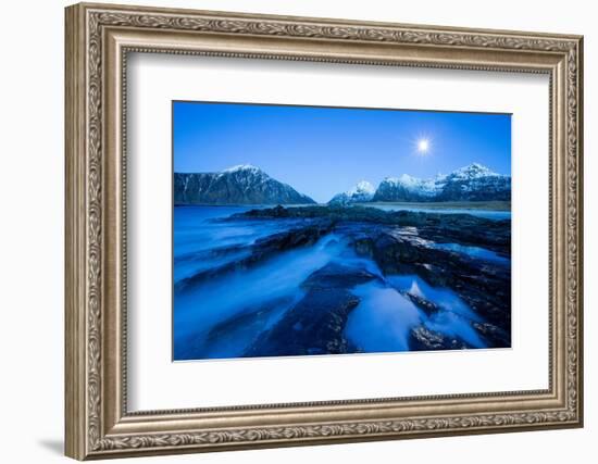 Twilight over Flakstad beach, Lofoten, Norway-Peter Cairns-Framed Photographic Print