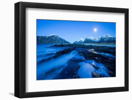 Twilight over Flakstad beach, Lofoten, Norway-Peter Cairns-Framed Photographic Print