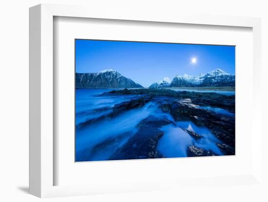 Twilight over Flakstad beach, Lofoten, Norway-Peter Cairns-Framed Photographic Print