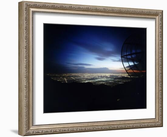 Twilight Shot of Los Angeles Seen from Top of Mount Wilson Ktla Tv Helicopter Dish, CA, 1959-Ralph Crane-Framed Photographic Print