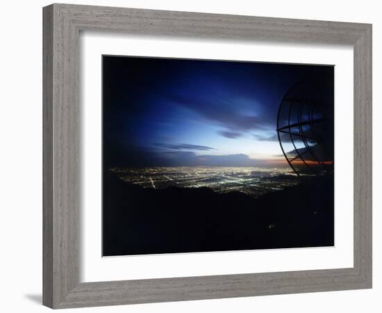 Twilight Shot of Los Angeles Seen from Top of Mount Wilson Ktla Tv Helicopter Dish, CA, 1959-Ralph Crane-Framed Photographic Print