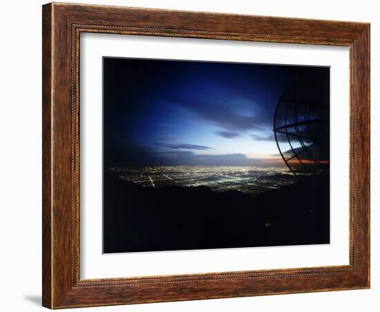 Twilight Shot of Los Angeles Seen from Top of Mount Wilson Ktla Tv Helicopter Dish, CA, 1959-Ralph Crane-Framed Photographic Print